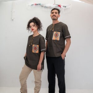 tunique coton vert militaire tunisienne