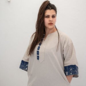 robe en lin beige tunisienne