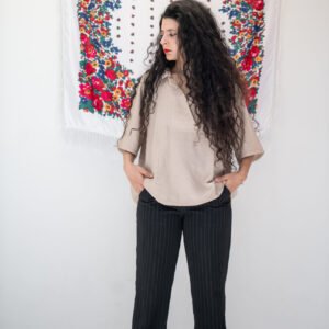 tunique en lin beige brodée